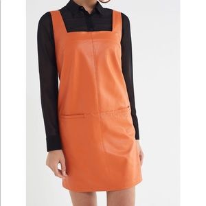 faux leather pinafore dress